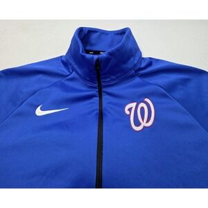 Washington Nationals Nike Pullover Mens L Blue 1/4 Zip Fleece Jacket LIMITED USE